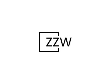 ZZW harfli ilk logo tasarımı vektör çizimi