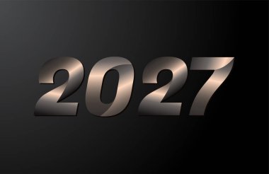 2027 yıllık logoti, 2027 yeni yıl vektörü siyah arkaplanda izole edildi