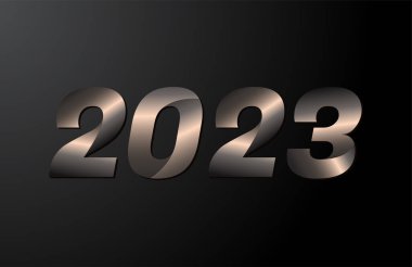 2023 yıllık logoti, 2023 yeni yıl vektörü siyah arkaplanda izole edildi