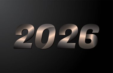2026 yıllık logoti, 2026 yeni yıl vektörü siyah arkaplanda izole edildi