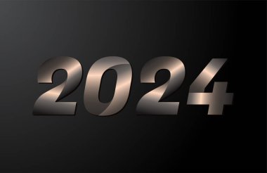 2024 yıllık logoti, 2024 yeni yıl vektörü siyah arkaplanda izole edildi