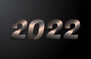 2022 yıllık logoti, 2022 yeni yıl vektörü siyah arkaplanda izole edildi