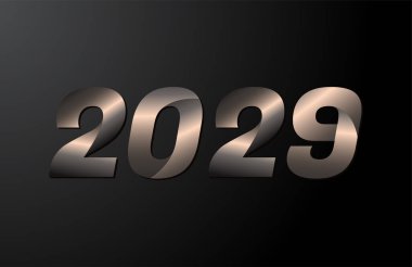 2029 yıllık logoti, 2029 yeni yıl vektörü siyah arkaplanda izole edildi