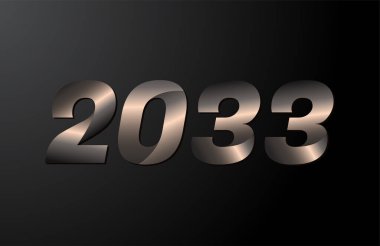 2033 yıllık logoti, 2033 yeni yıl vektörü siyah arkaplanda izole edildi
