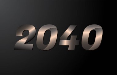 2040 yıllık logoti, 2040 yeni yıl vektörü siyah arkaplanda izole edildi
