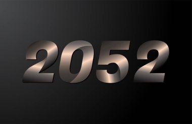 2052 yıllık logoti, 2052 yeni yıl vektörü siyah arkaplanda izole edildi