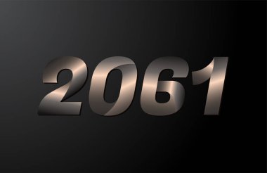 2061 yıllık logoti, 2061 yeni yıl vektörü siyah arkaplanda izole edildi