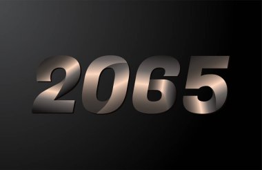 2065 yıllık logoti, 2065 yeni yıl vektörü siyah arkaplanda izole edildi
