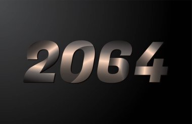 2064 yıllık logoti, 2064 yeni yıl vektörü siyah arkaplanda izole edildi
