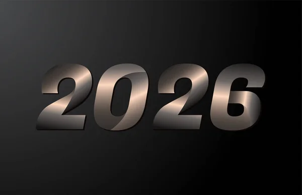 2026 Anno Logotipo 2026 Anno Nuovo Vettore Isolato Sfondo Nero — Vettoriale Stock