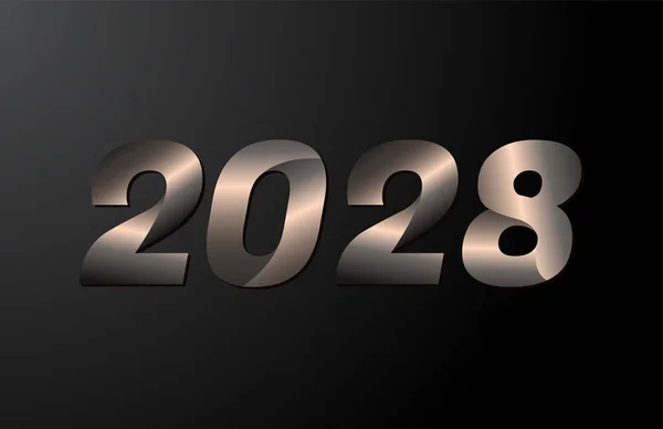 2028 Ano Logotipo 2028 Ano Novo Vetor Isolado Fundo Preto —  Vetores de Stock