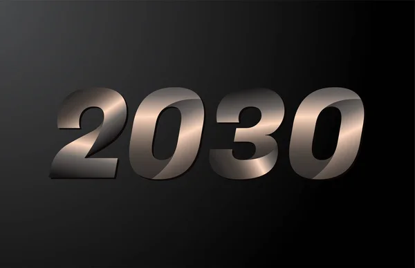 Schriftzug Des Jahres 2030 Neujahrsvektor 2030 Isoliert Auf Schwarzem Hintergrund — Stockvektor