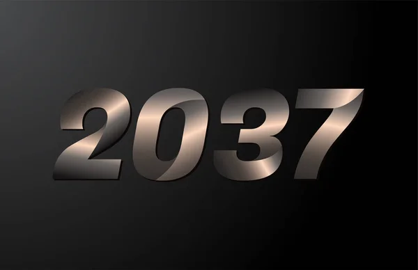 2037 Ano Logotipo 2037 Ano Novo Vetor Isolado Fundo Preto —  Vetores de Stock
