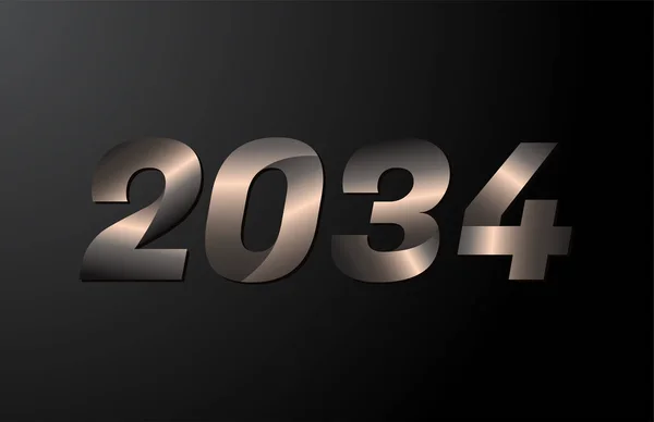 2034 Ano Logotipo 2034 Ano Novo Vetor Isolado Fundo Preto —  Vetores de Stock