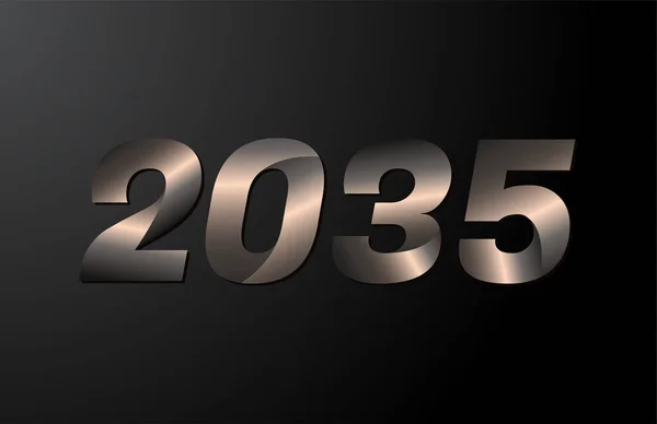 2035 Jaar Logotype 2035 Nieuwjaarsvector Geïsoleerd Zwarte Achtergrond — Stockvector