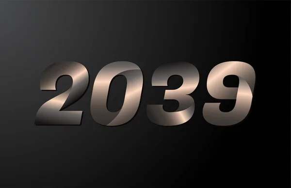 2039年标识类型 2039年新的年份向量分离的黑色背景 — 图库矢量图片