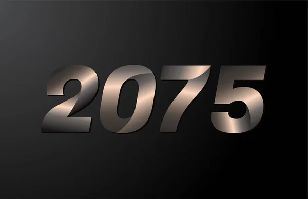 2075 Ano Logotipo 2075 Ano Novo Vetor Isolado Fundo Preto —  Vetores de Stock