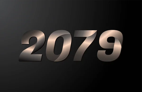 2079 Rok Logogram 2079 Nový Rok Vektor Izolované Černém Pozadí — Stockový vektor