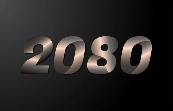 2080年标识类型 2080年新年病媒分离的黑色背景 — 图库矢量图片