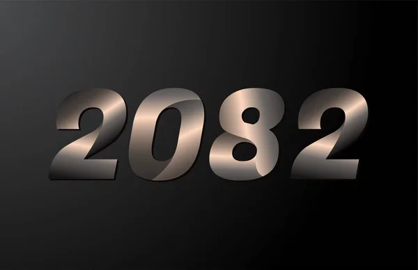 2082 Rok Logotyp 2082 Nowy Rok Wektor Izolowany Czarnym Tle — Wektor stockowy