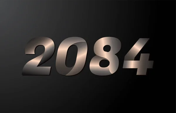 2084年ロゴタイプ2084年新年ベクトル黒の背景に隔離 — ストックベクタ