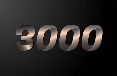 3000 yıllık logoti, 3000 yeni yıl vektörü siyah arka planda izole edilmiş.