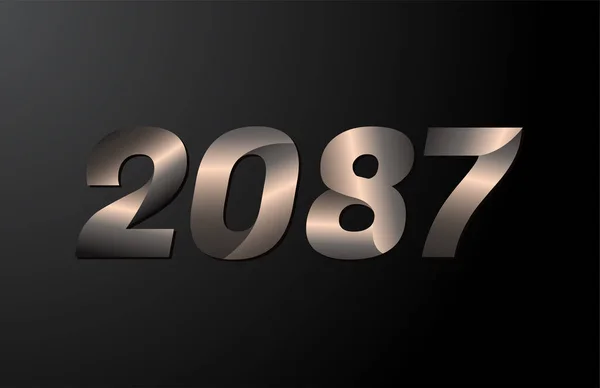 2087 Year Logotype 2087 New Year Vector Isolated Black Background — Stock Vector