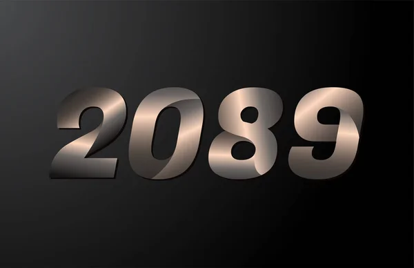 2089 Year Logotype 2089 New Year Vector Isolated Black Background — Stock Vector