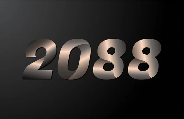 2088 Year Logotype 2088 New Year Vector Isolated Black Background — Stock Vector