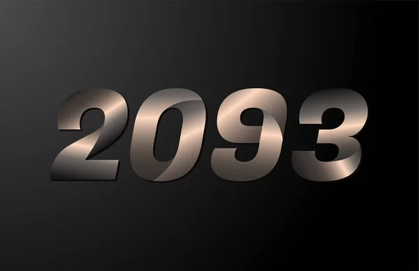 2093 Year Logotype 2093 New Year Vector Isolated Black Background — Stock Vector