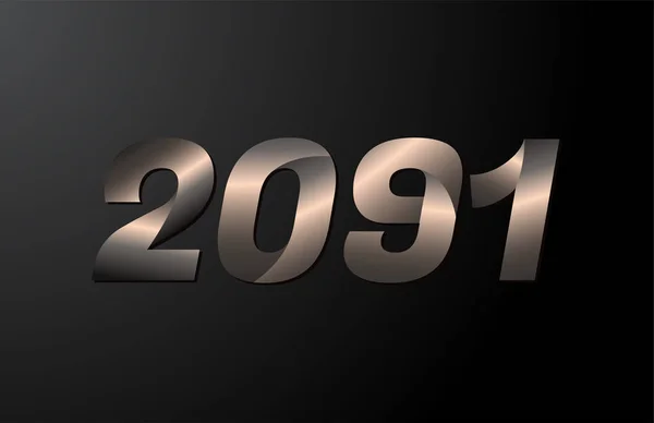 2091 Ano Logotipo 2091 Ano Novo Vetor Isolado Fundo Preto —  Vetores de Stock