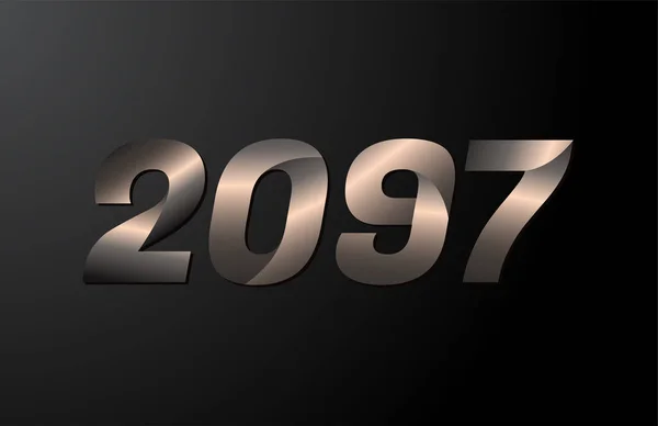 2097 Ano Logotipo 2097 Ano Novo Vetor Isolado Fundo Preto —  Vetores de Stock