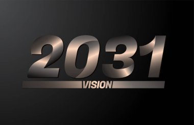 2031 vizyon metni, vizyon 2031 yeni yıl vektörü siyah arkaplan üzerinde izole