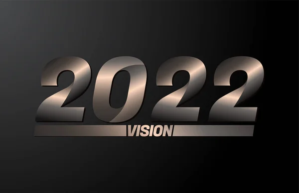 2022 Vizyon Metni Vizyon 2022 Yeni Yıl Vektörü Siyah Arkaplan — Stok Vektör