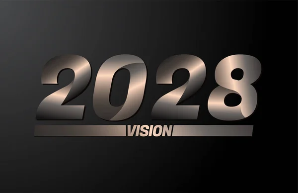 ビジョンテキストと2028ビジョン2028新しい年ベクトル黒の背景に隔離された — ストックベクタ