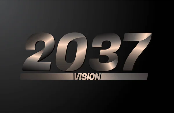 2037 Vision Text Vision 2037 New Year Vector Isolated Black — Stock Vector