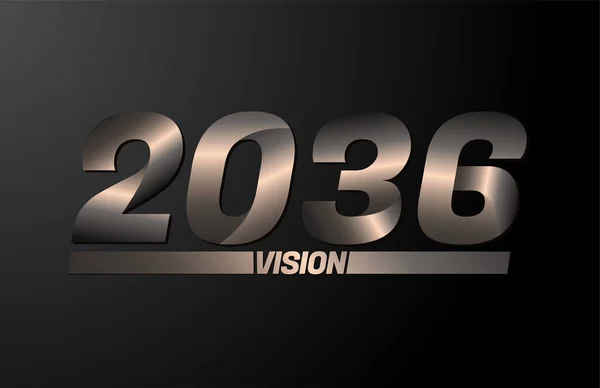 2036ビジョンテキスト ビジョン2036新しい年ベクトル黒の背景に隔離された — ストックベクタ