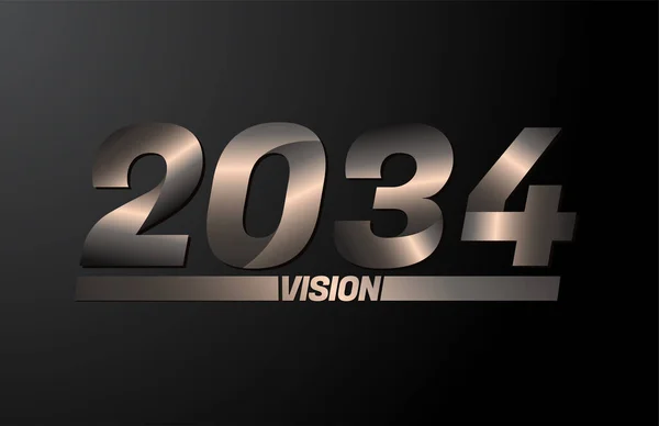 2034 Textem Vize Vize 2034 Nový Rok Vektor Izolované Černém — Stockový vektor