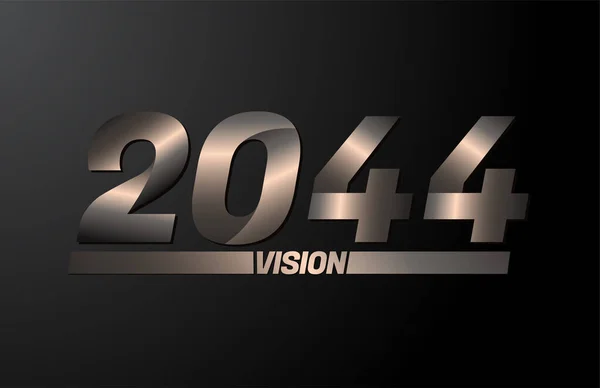 2044 Текстом Бачення Вектор 2044 Року Нового Року Ізольовано Чорному — стоковий вектор