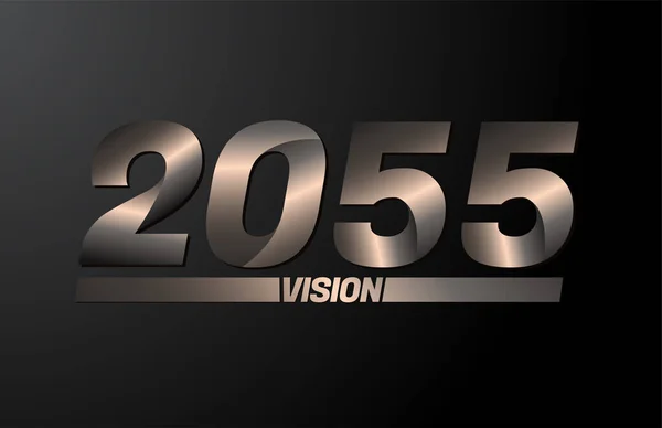 2055 Vision Text Vision 2055 New Year Vector Isolated Black — Stock Vector