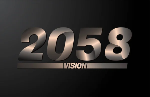 2058 Látás Szöveg Látás 2058 Újév Vektor Elszigetelt Fekete Háttér — Stock Vector