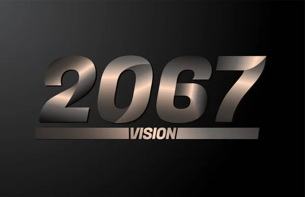ビジョンテキストと2067ビジョン2067新しい年ベクトル黒の背景に隔離された — ストックベクタ