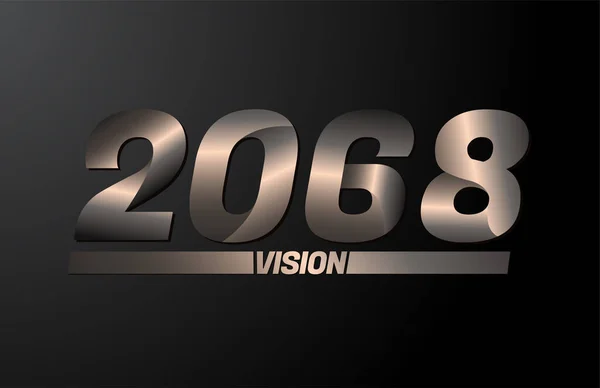 2068 Vision Text Vision 2068 New Year Vector Isolated Black — Stock Vector