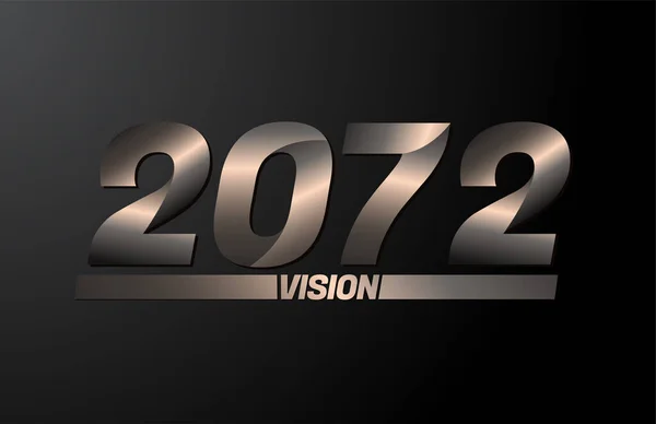 2072ビジョンテキスト ビジョン2072新しい年ベクトル黒の背景に隔離された — ストックベクタ