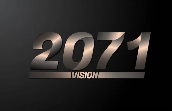 2071 Met Visie Tekst Visie 2071 Nieuwjaar Vector Geïsoleerd Zwarte — Stockvector