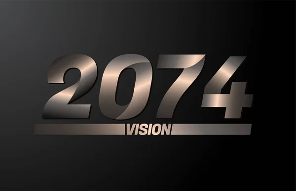 2074 Con Texto Visión Visión 2074 Vector Año Nuevo Aislado — Archivo Imágenes Vectoriales