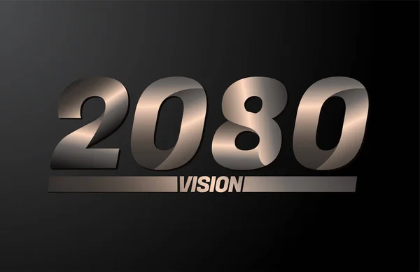 2080与视觉文字 视觉2080新年矢量分离的黑色背景 — 图库矢量图片