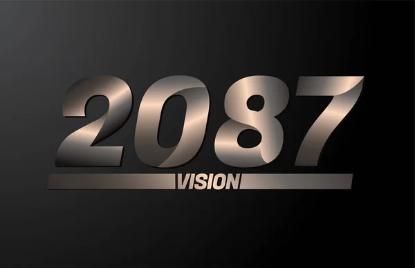 2087 Текстом Бачення Вектор Нового Року 2087 Року Ізольовано Чорному — стоковий вектор