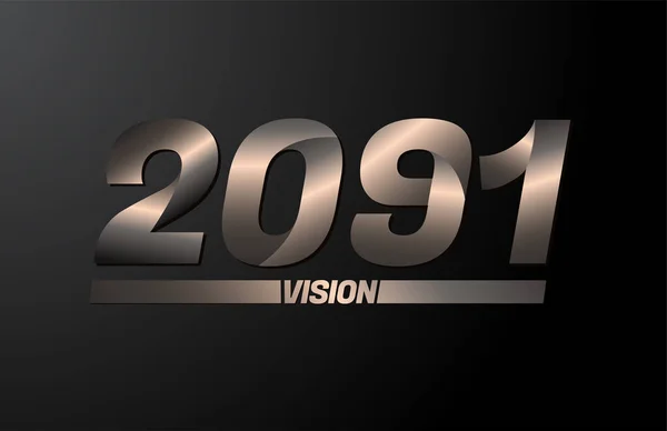 2091 Met Visie Tekst Visie 2091 Nieuwjaar Vector Geïsoleerd Zwarte — Stockvector