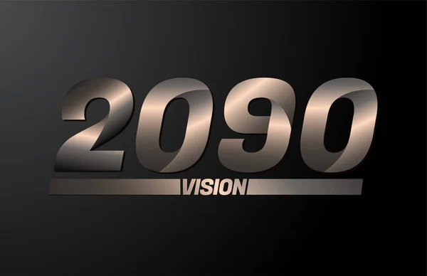 2090 Vision Text Vision 2090 New Year Vector Isolated Black — Stock Vector